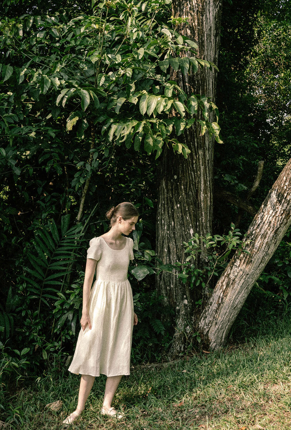 Moon River Linen Dress in Cream