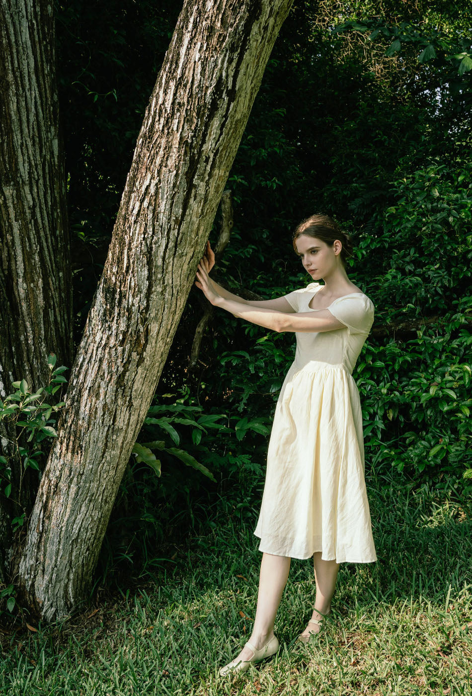 Moon River Linen Dress in Cream