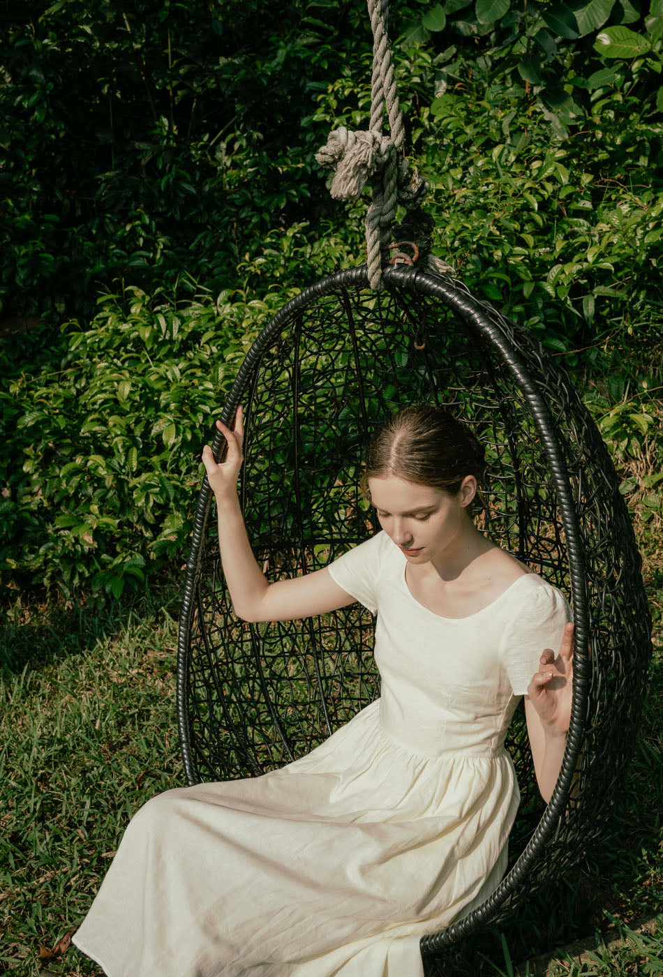 Moon River Linen Dress in Cream