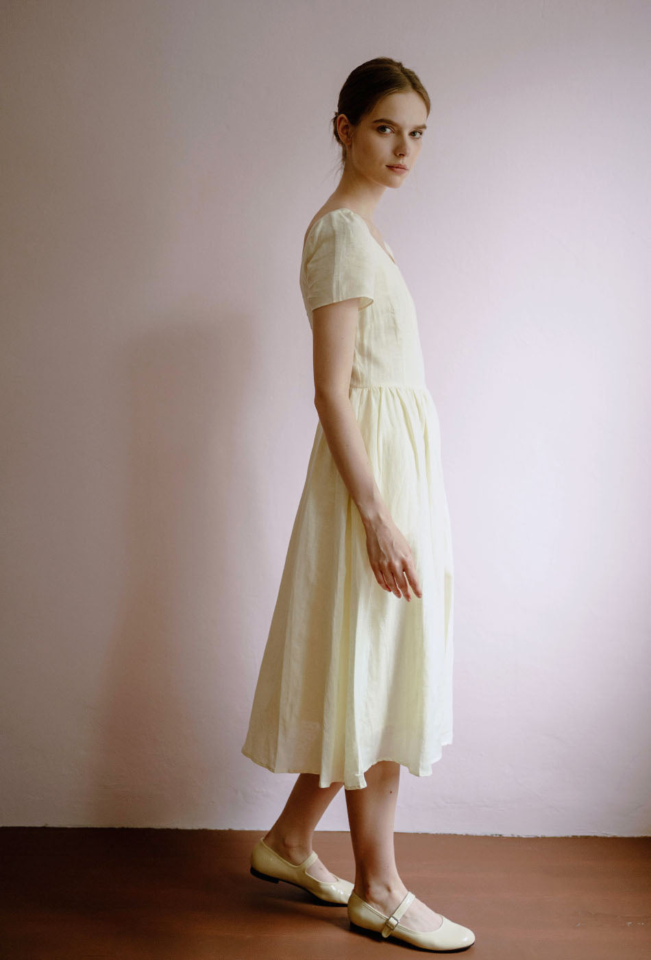 Moon River Linen Dress in Cream