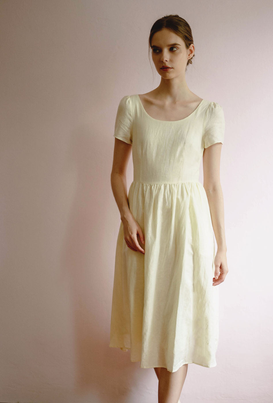 Moon River Linen Dress in Cream