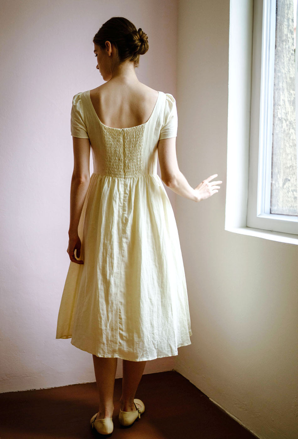 Moon River Linen Dress in Cream