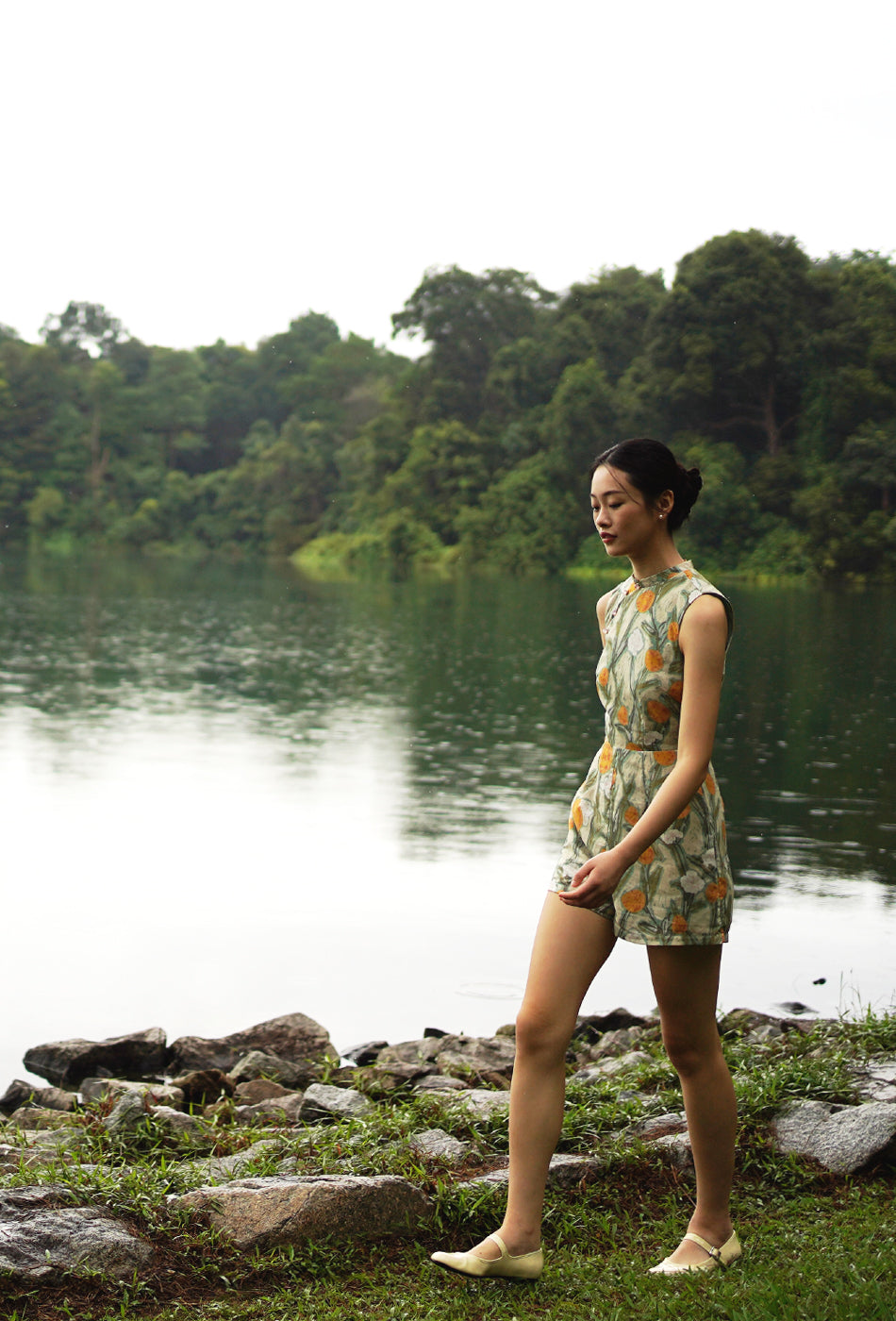 Teatime in the Garden Cheongsam Romper in Lively Hues