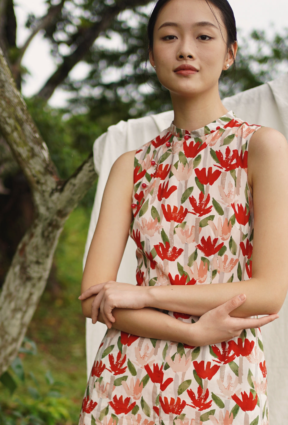 Teatime in the Garden Cheongsam Romper in Fresh in Bloom