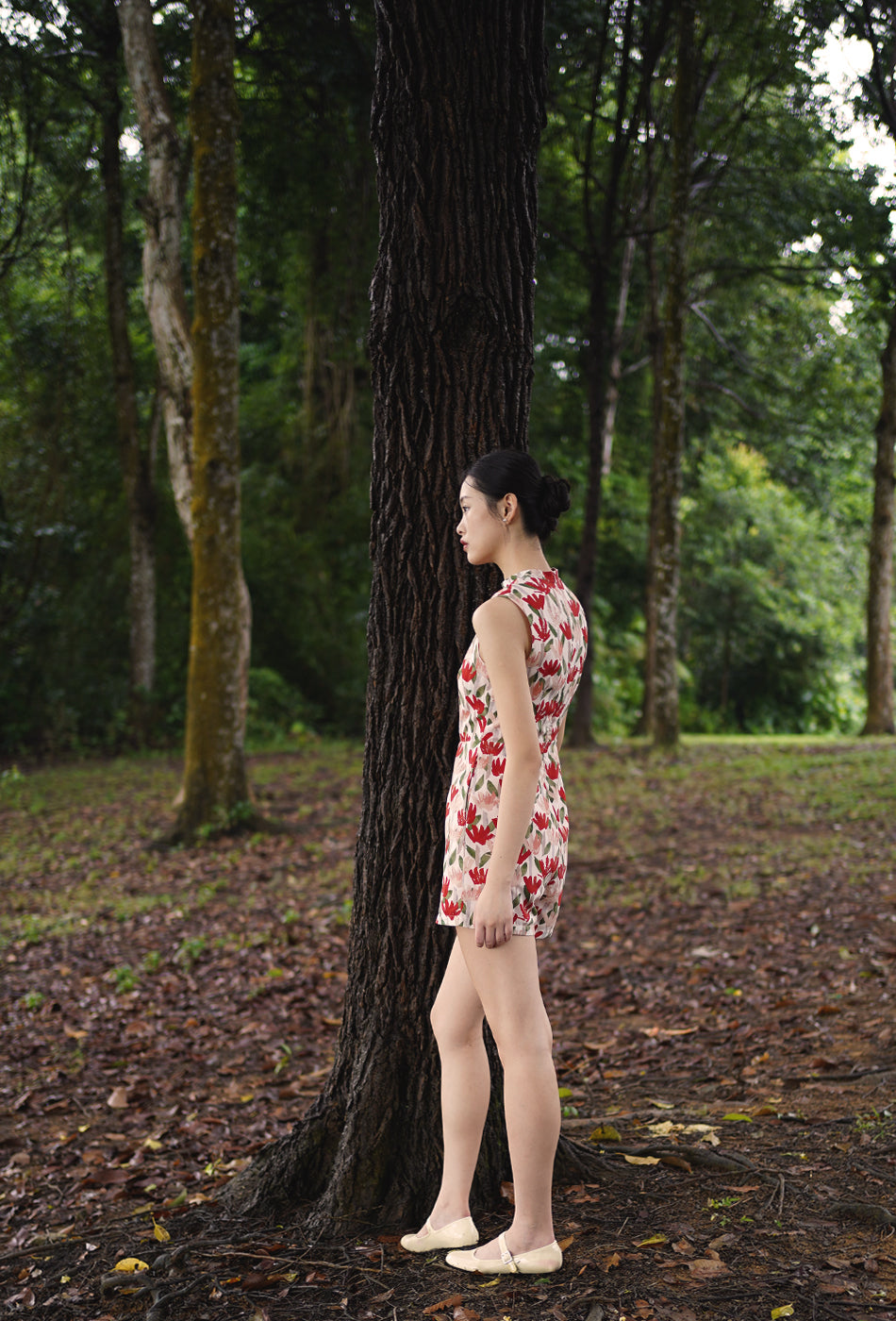 Teatime in the Garden Cheongsam Romper in Fresh in Bloom