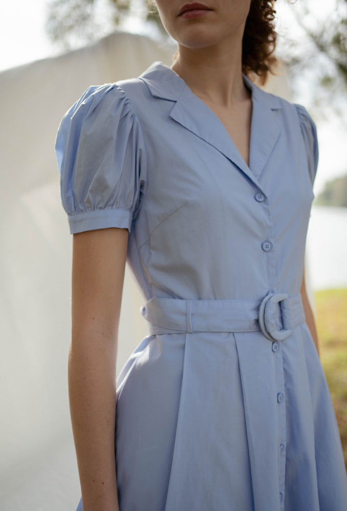 
                  
                    Old Time Charm Cotton Dress in Soft Blue
                  
                