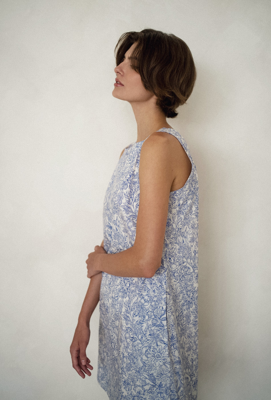Gaun Katun Pancakes for Dinner dengan Motif Blue Vines