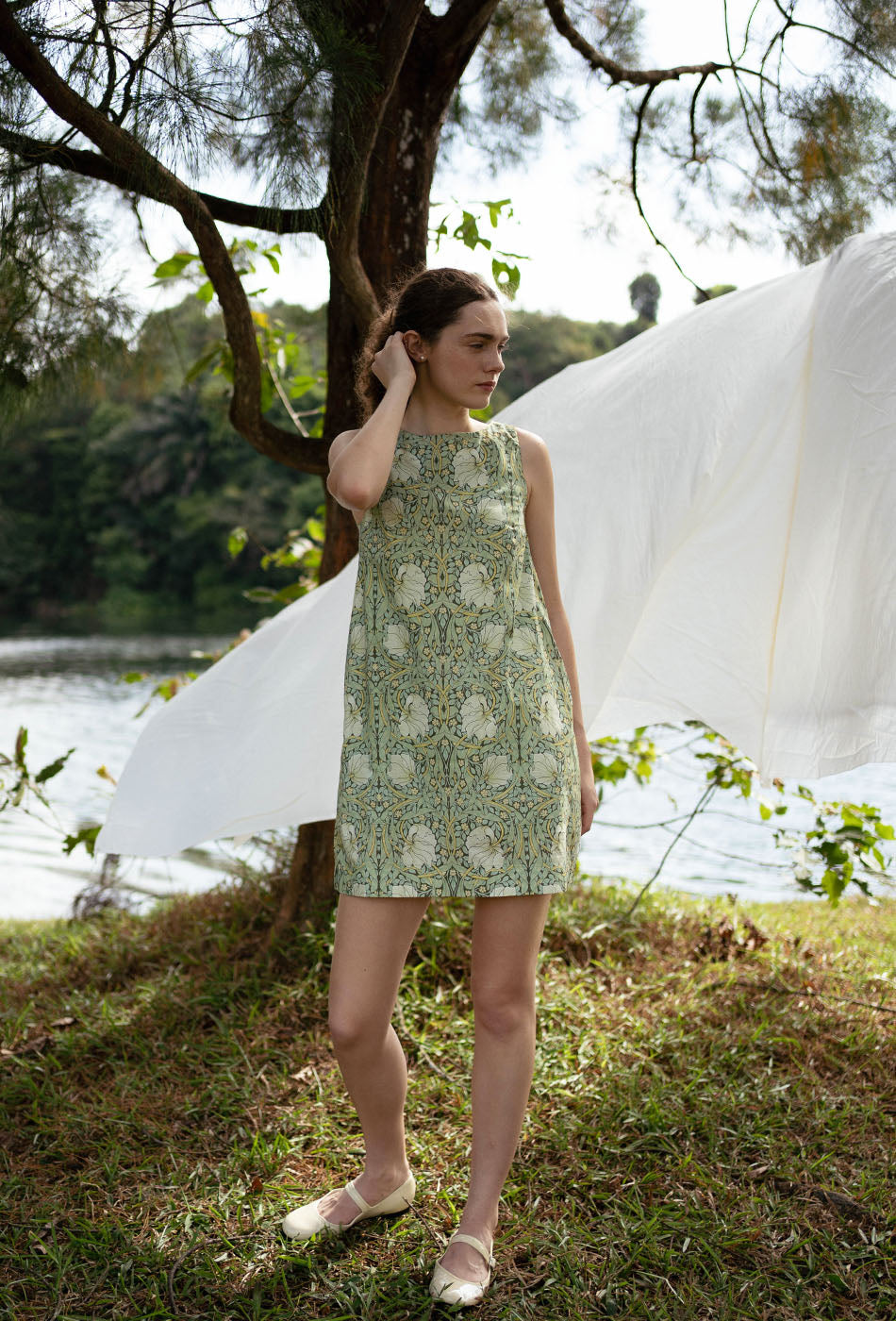 Pancakes for Dinner Cotton Dress in Green Harmony