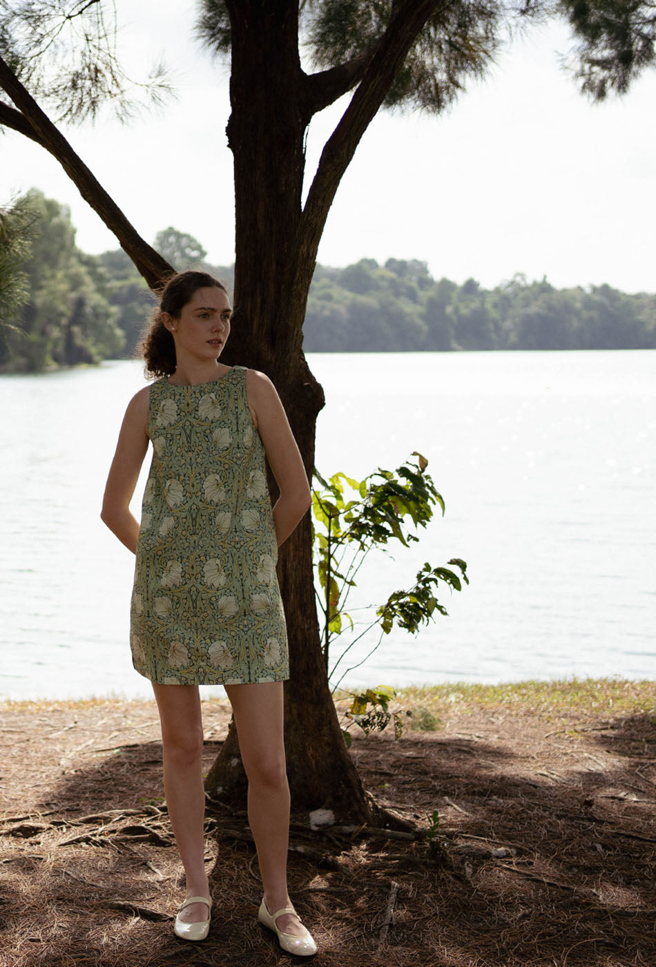 Pancakes for Dinner Cotton Dress in Green Harmony