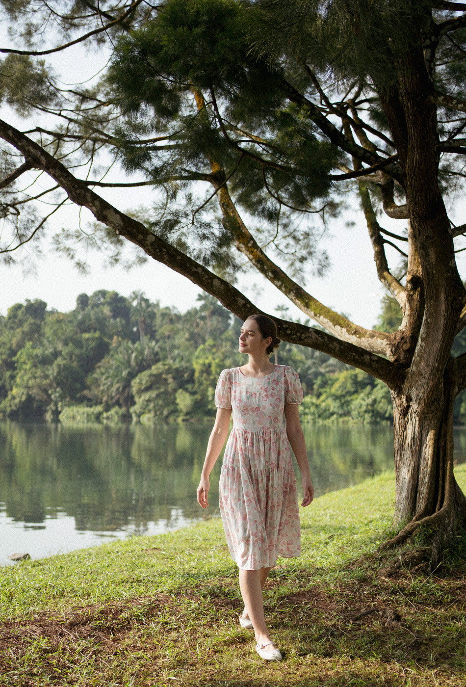 Tea II Cotton Dress in Pink Valentine