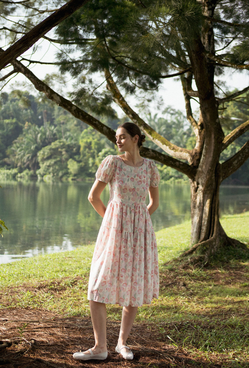 Tea II Cotton Dress in Pink Valentine