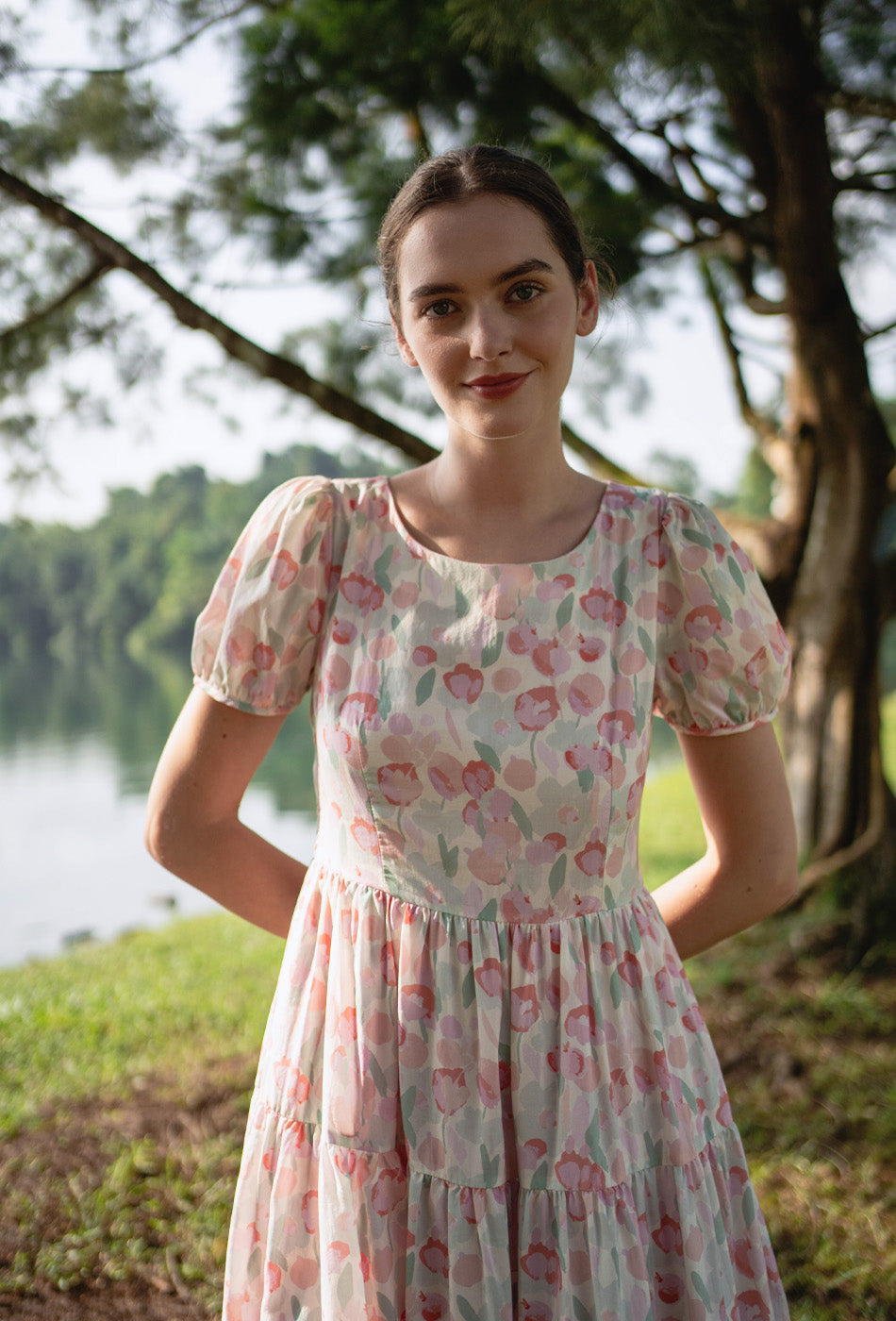 Tea II Cotton Dress in Pink Valentine
