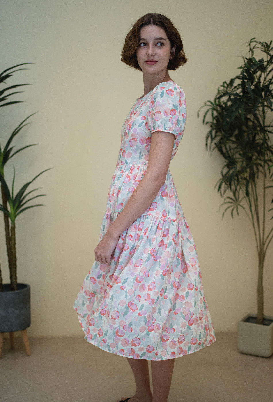Tea II Cotton Dress in Pink Valentine
