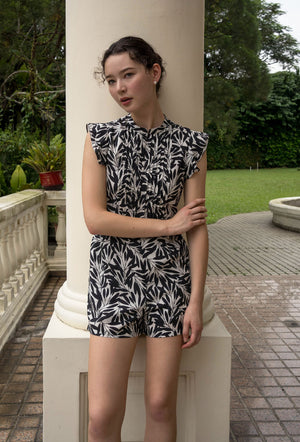 
                  
                    Summer Days Cheongsam Romper in Black Petals
                  
                