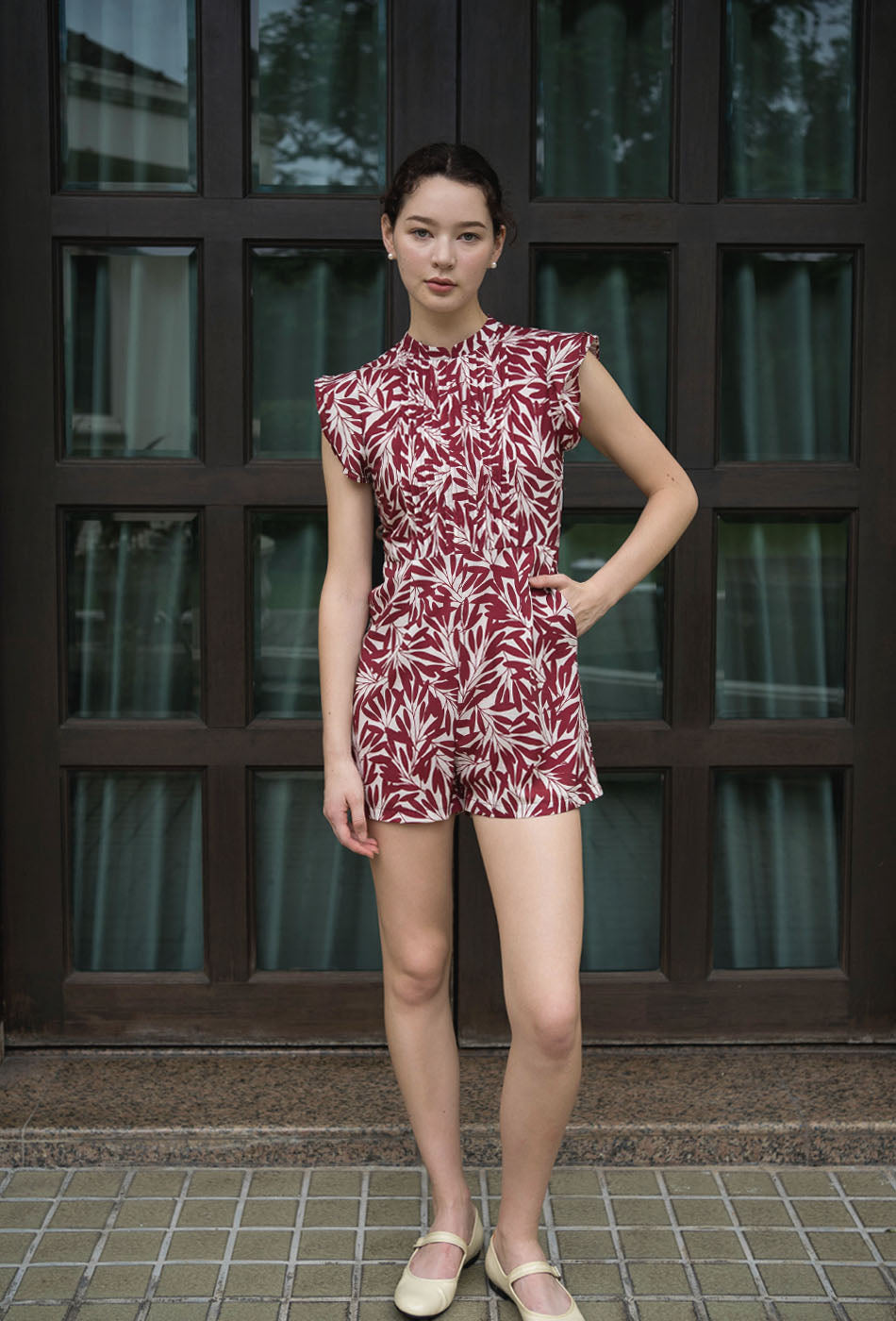 Summer Days Cheongsam Romper in Ruby Petals