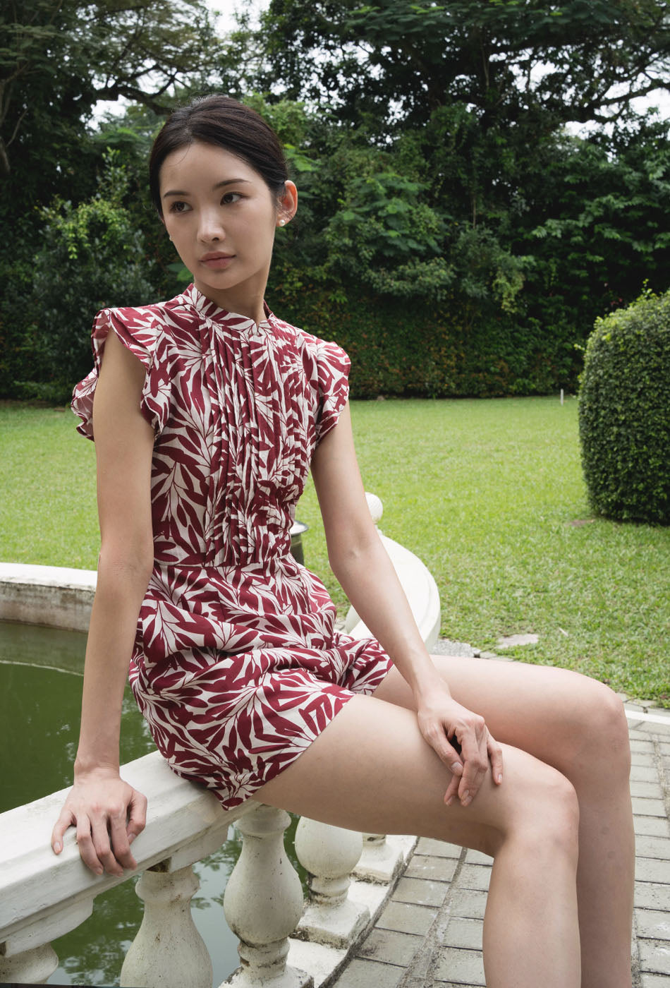 Summer Days Cheongsam Romper in Ruby Petals