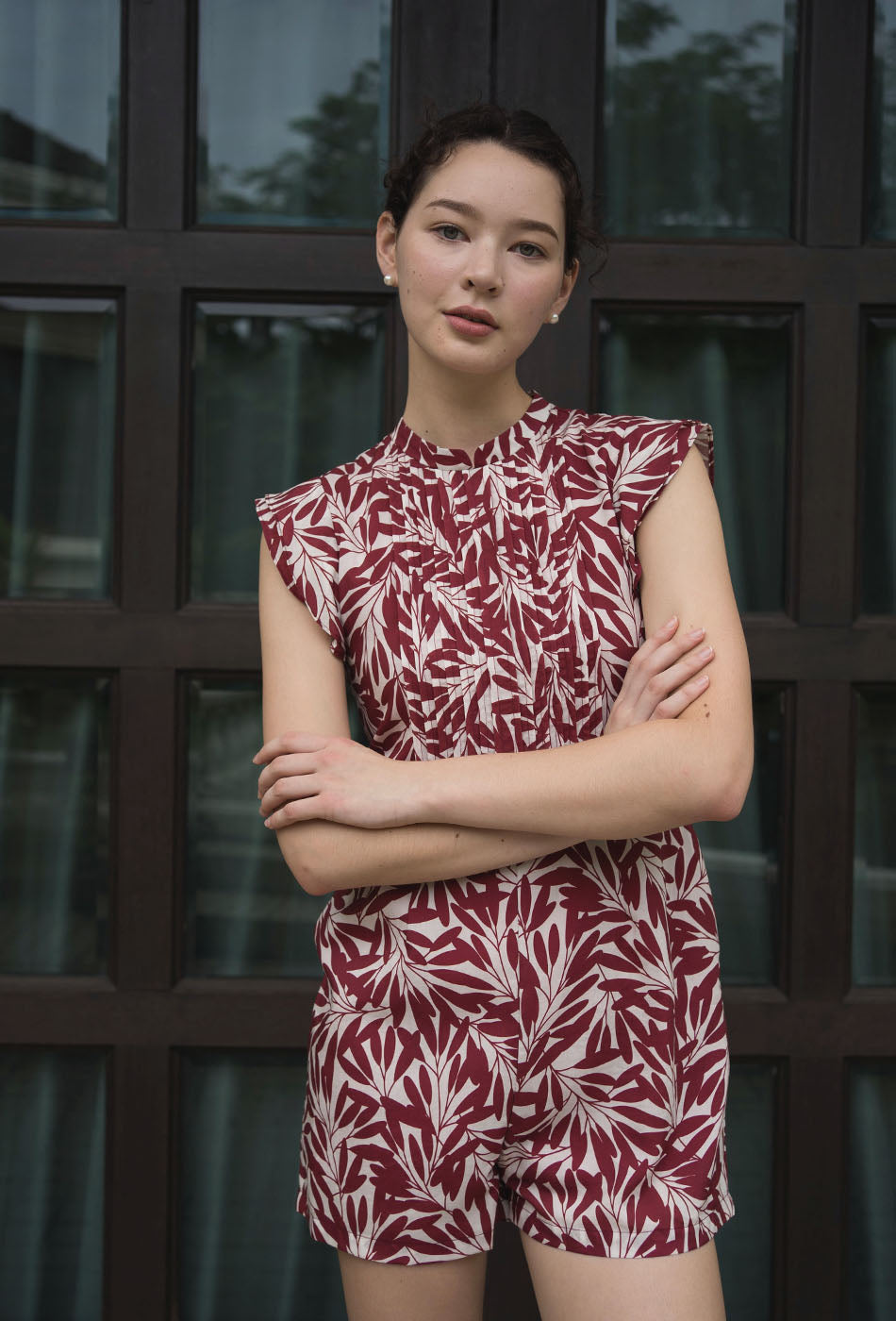 Summer Days Cheongsam Romper in Ruby Petals