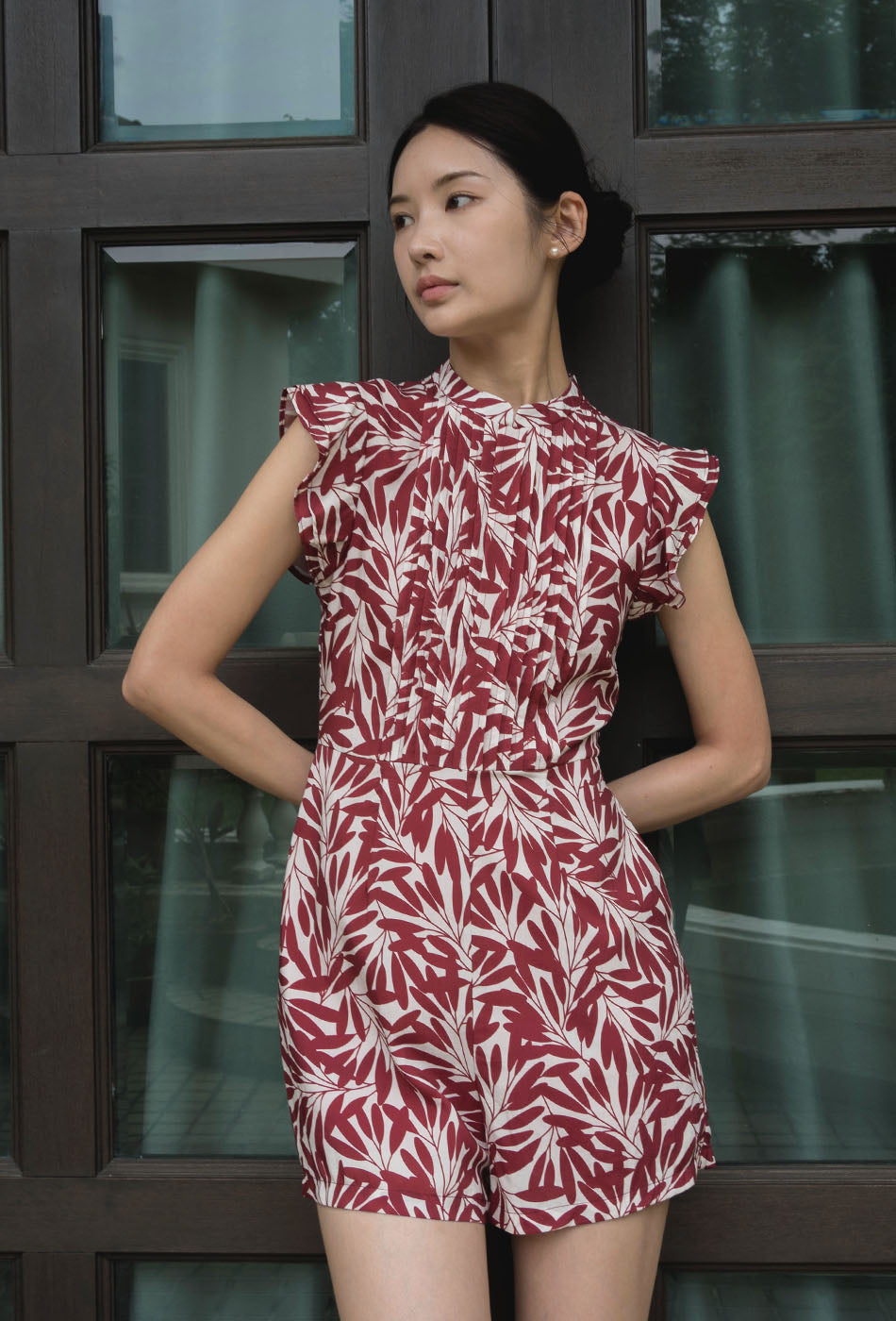 Summer Days Cheongsam Romper in Ruby Petals