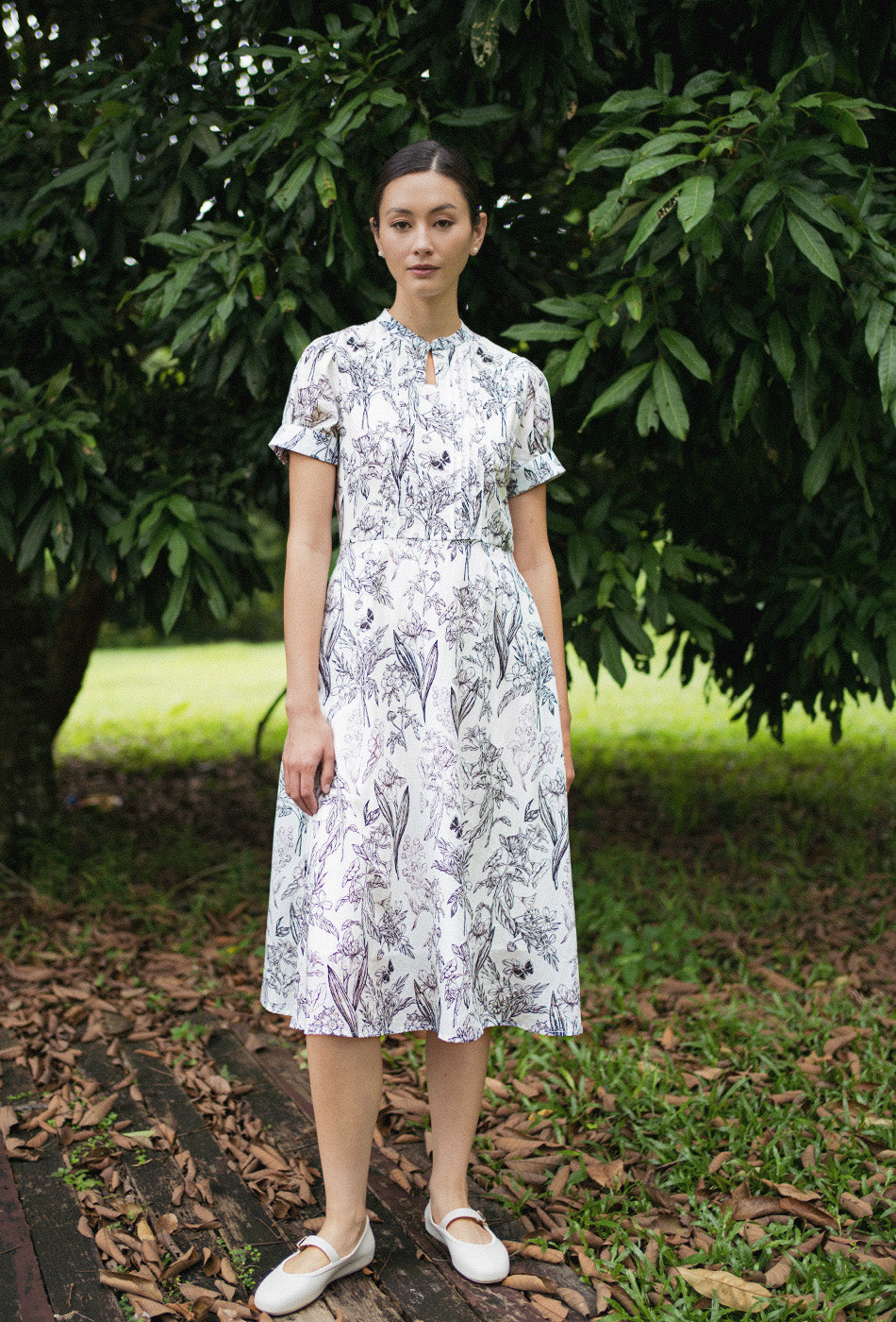 Sunday Postcard Cotton Dress in Faded Note