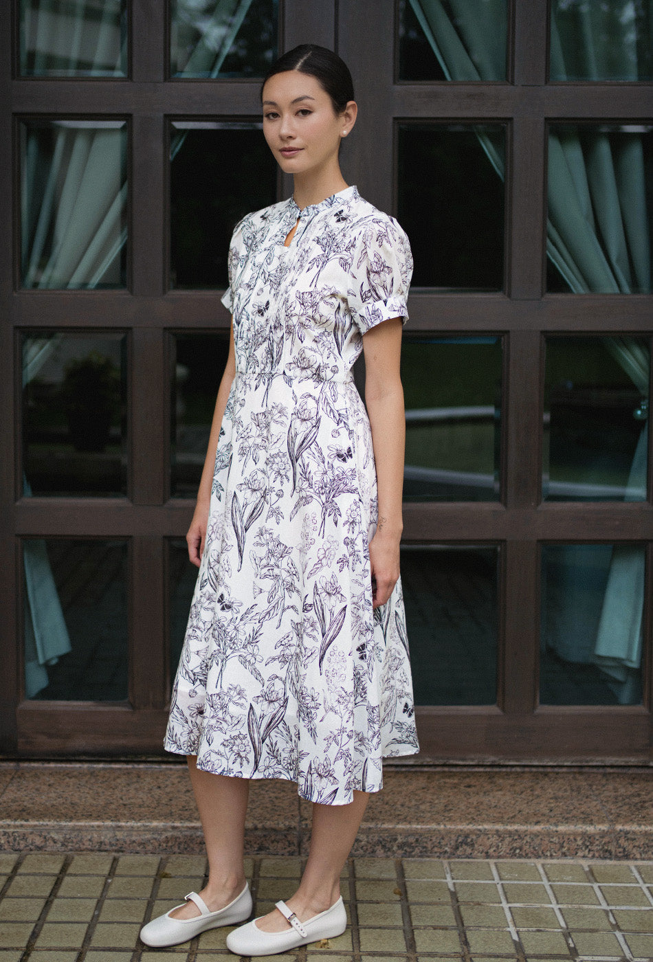 Sunday Postcard Cotton Dress in Faded Note