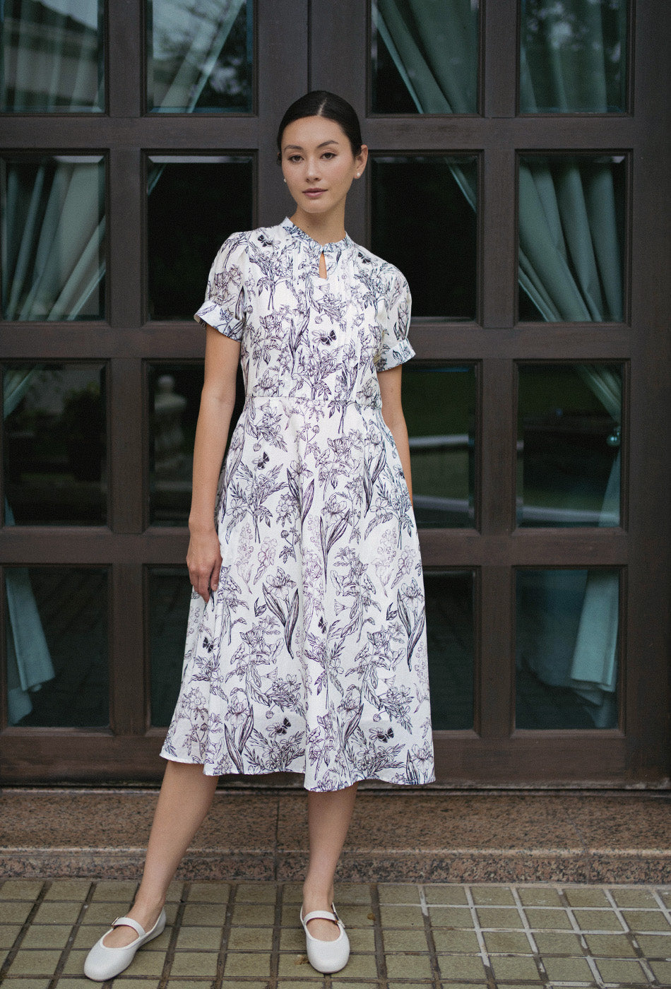 Sunday Postcard Cotton Dress in Faded Note