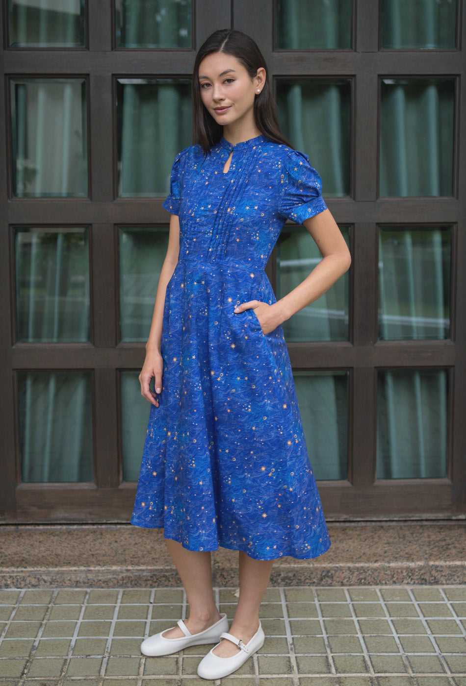 Sunday Postcard Cotton Dress in Starlight