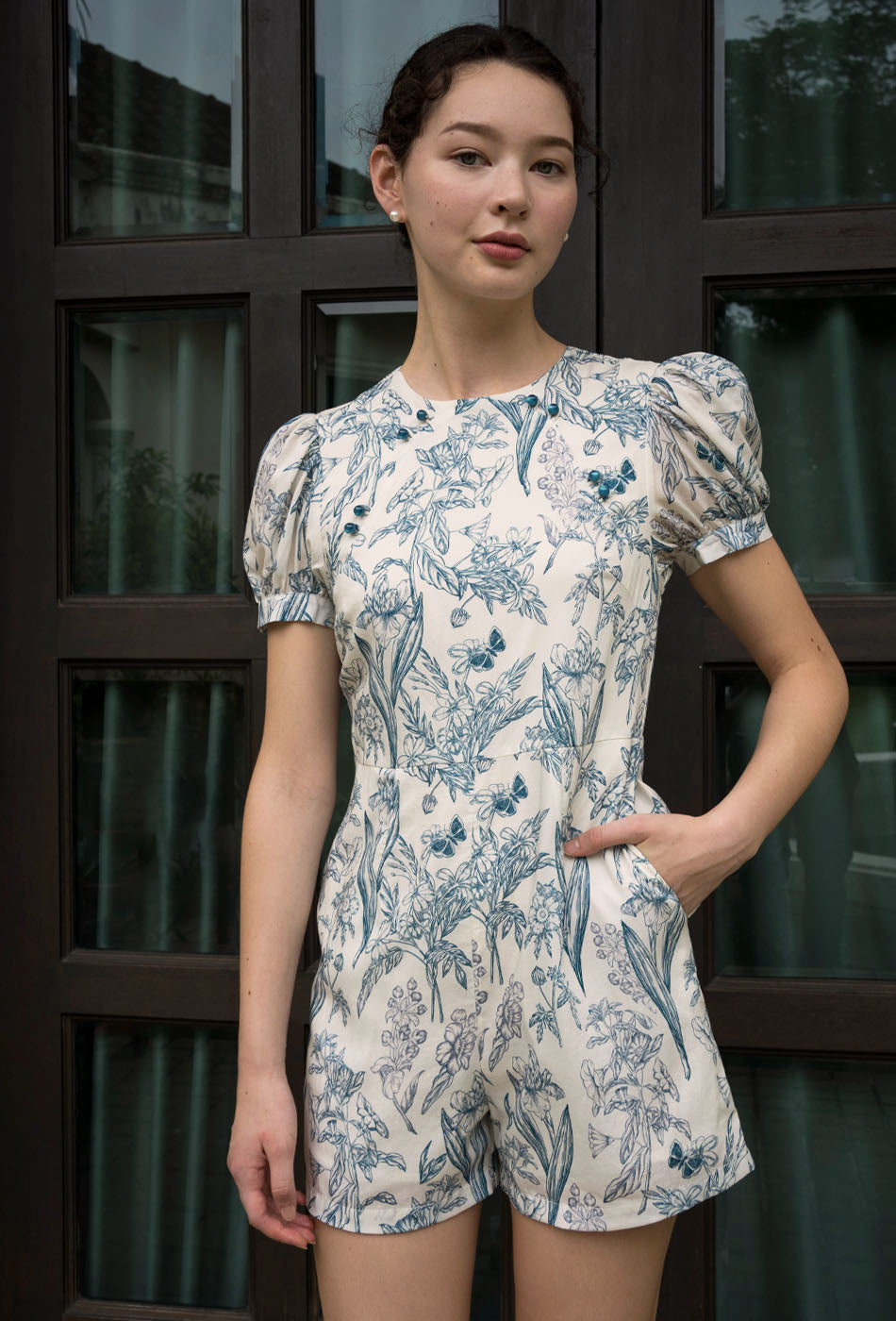 Sunlit Garden Cheongsam Romper in Floral Moments