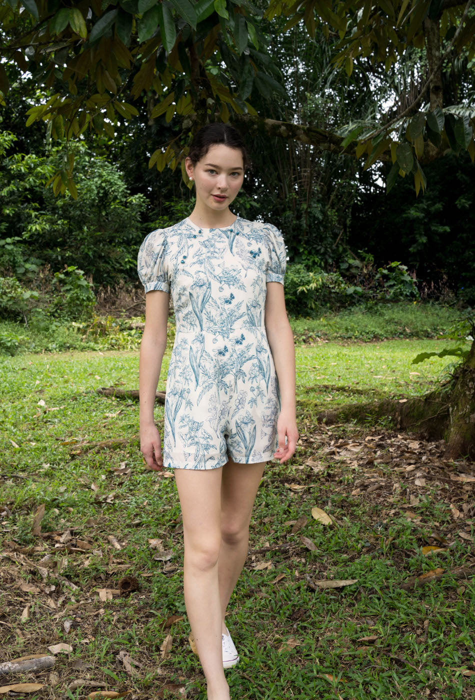 Sunlit Garden Cheongsam Romper in Floral Moments