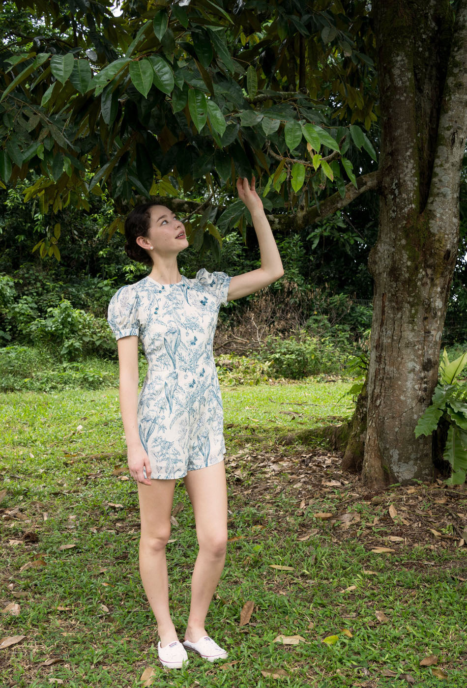 Sunlit Garden Cheongsam Romper in Floral Moments