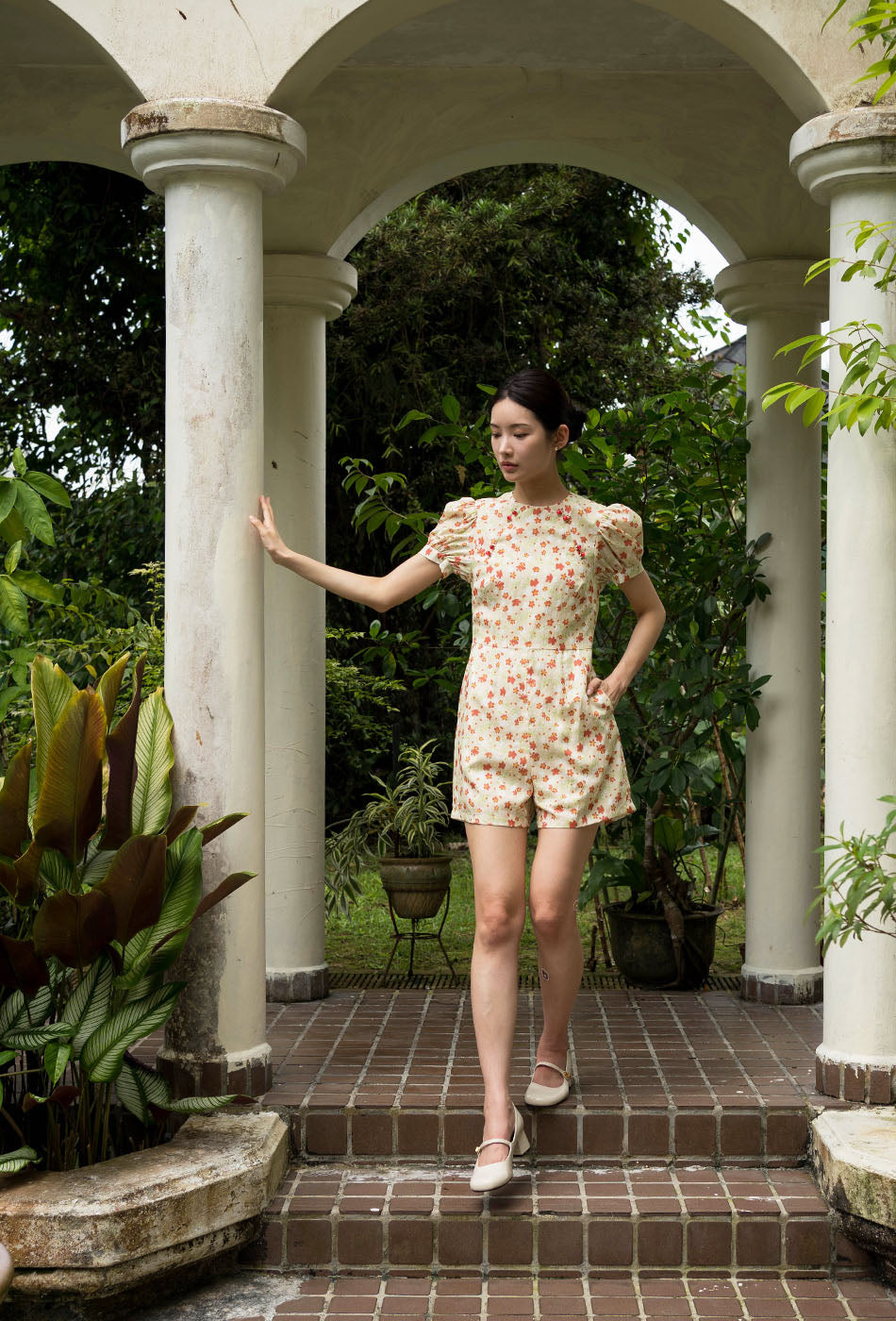 Sunlit Garden Cheongsam Romper in Sun Ready