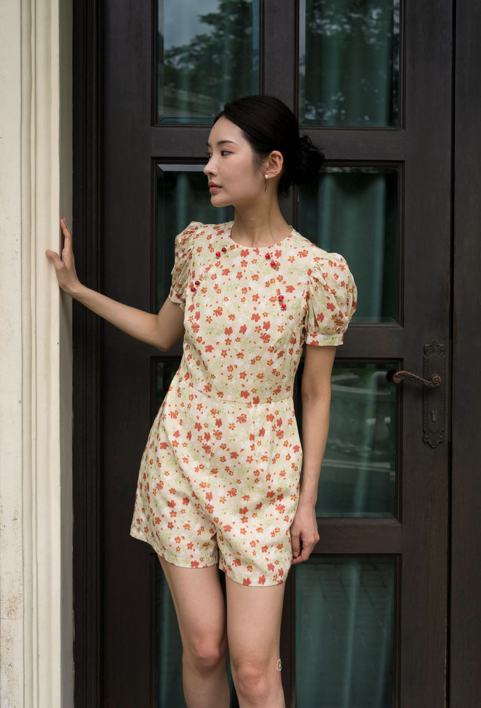 Sunlit Garden Cheongsam Romper in Sun Ready