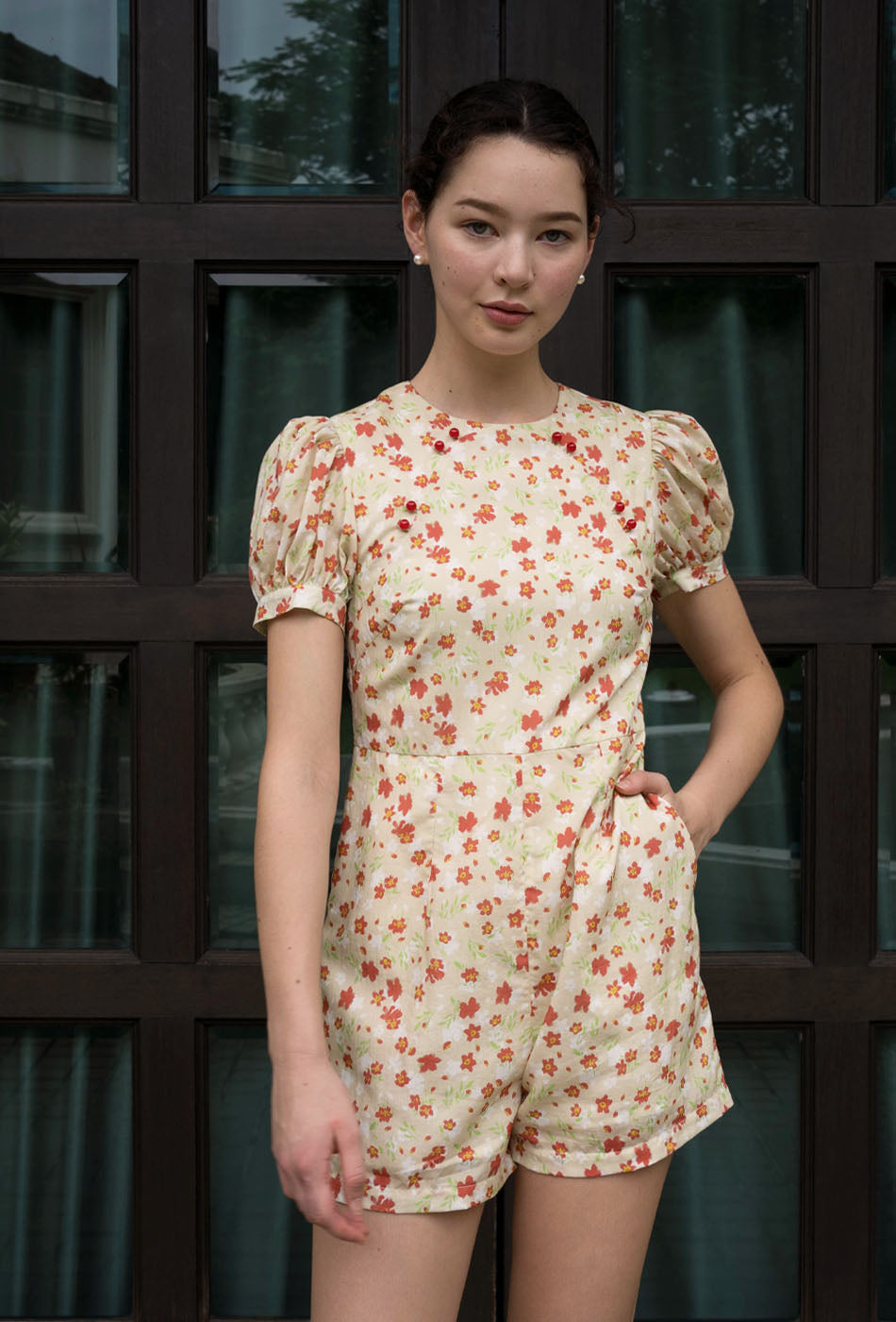 Sunlit Garden Cheongsam Romper in Sun Ready