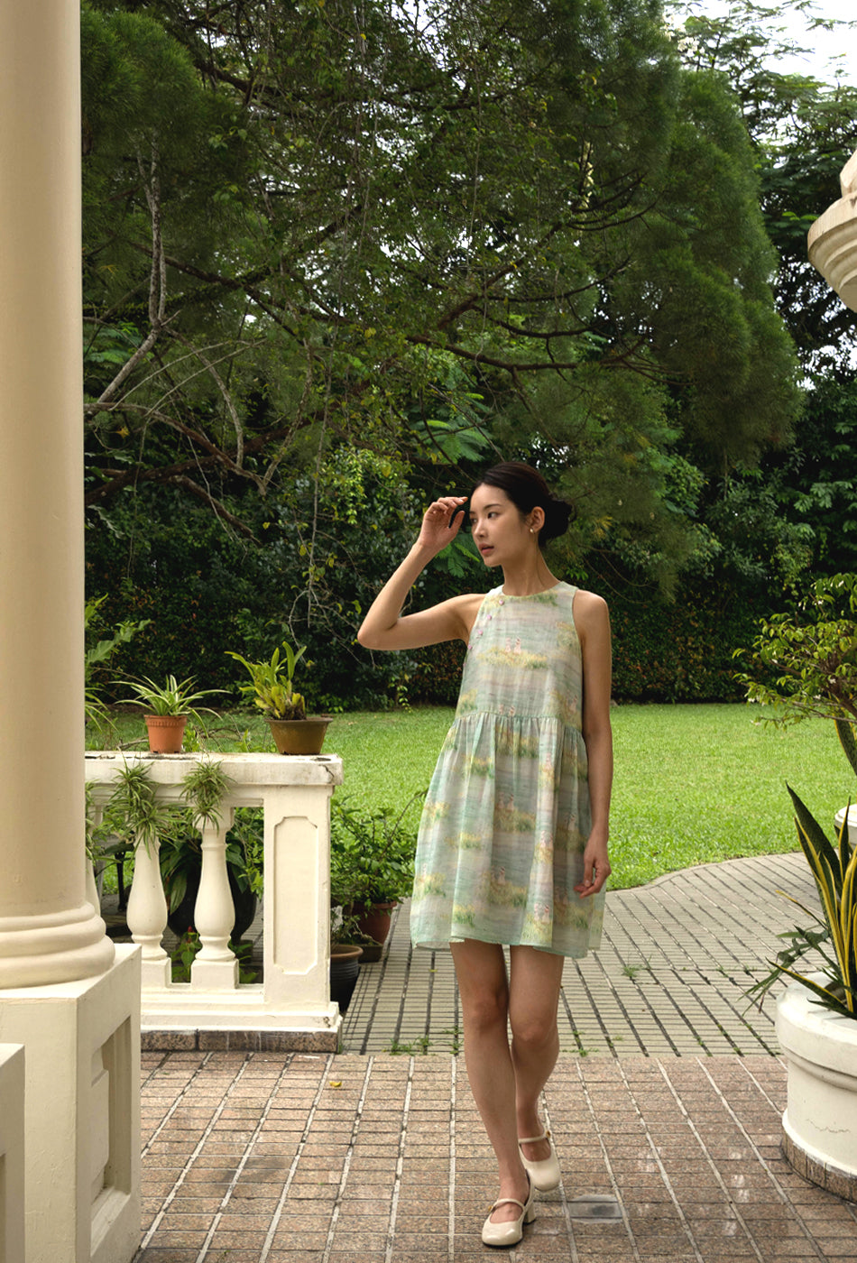 Sunshine Beam Cotton Cheongsam in Wild in Green