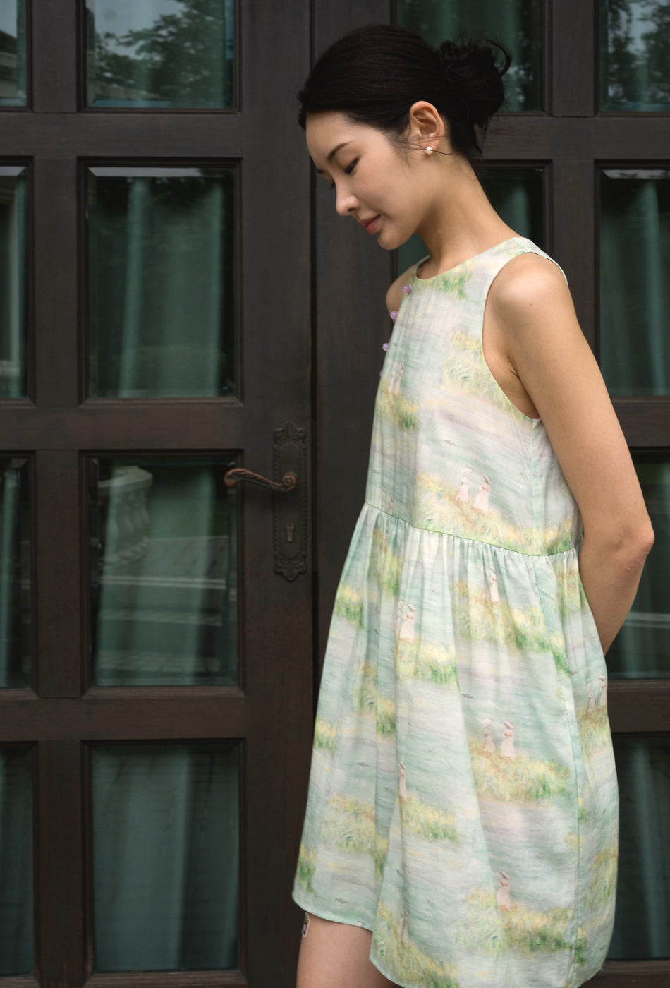 Sunshine Beam Cotton Cheongsam in Wild in Green