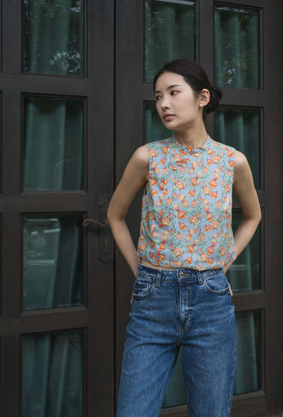 Sweet Treat Cheongsam Top in Lush Garden