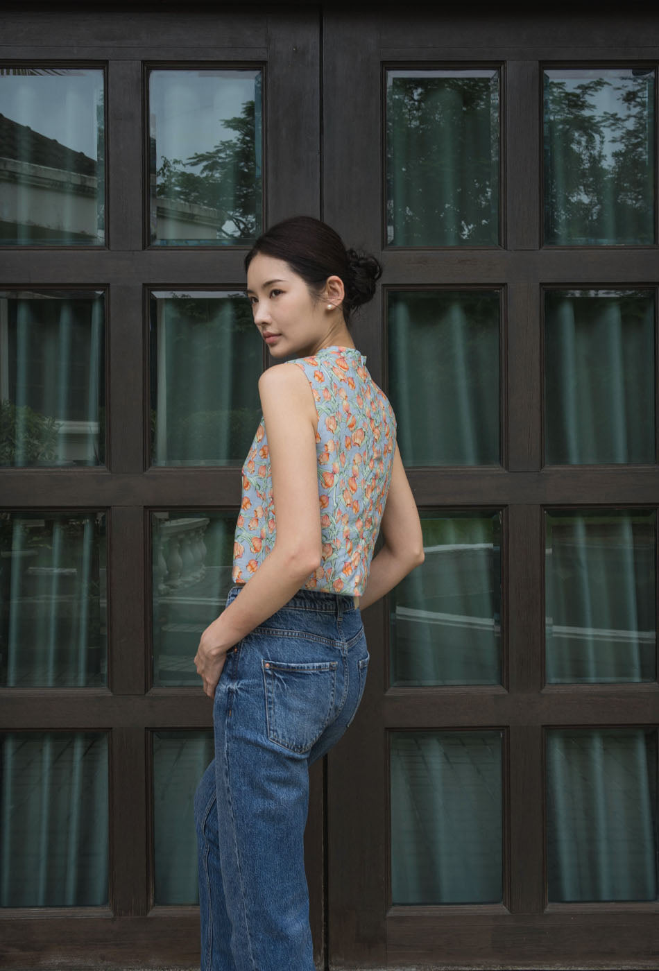 Sweet Treat Cheongsam Top in Lush Garden