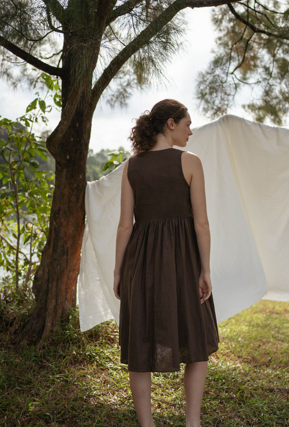 Swingtime Linen Dress in Mocha