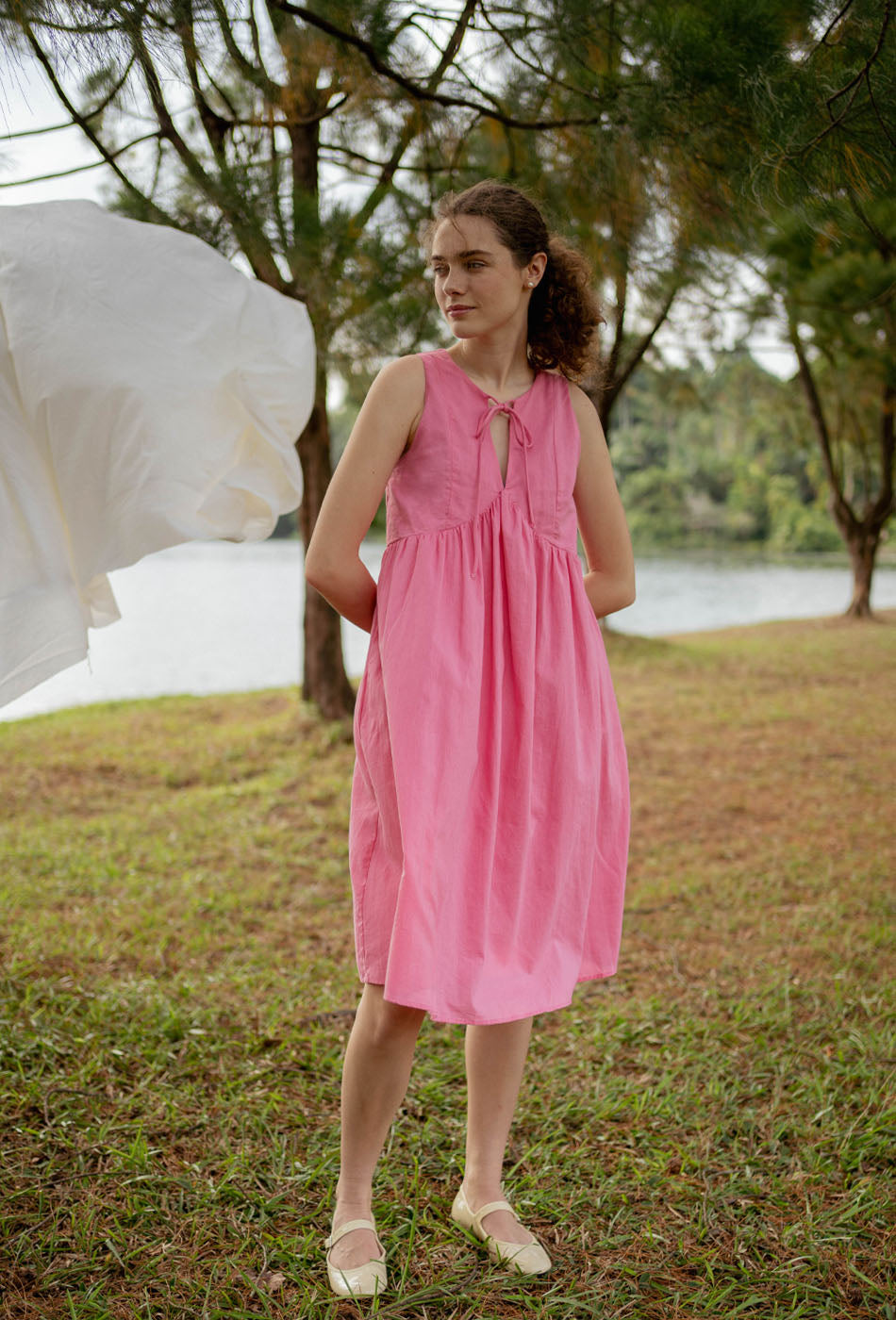 Swingtime Linen Dress in Pink