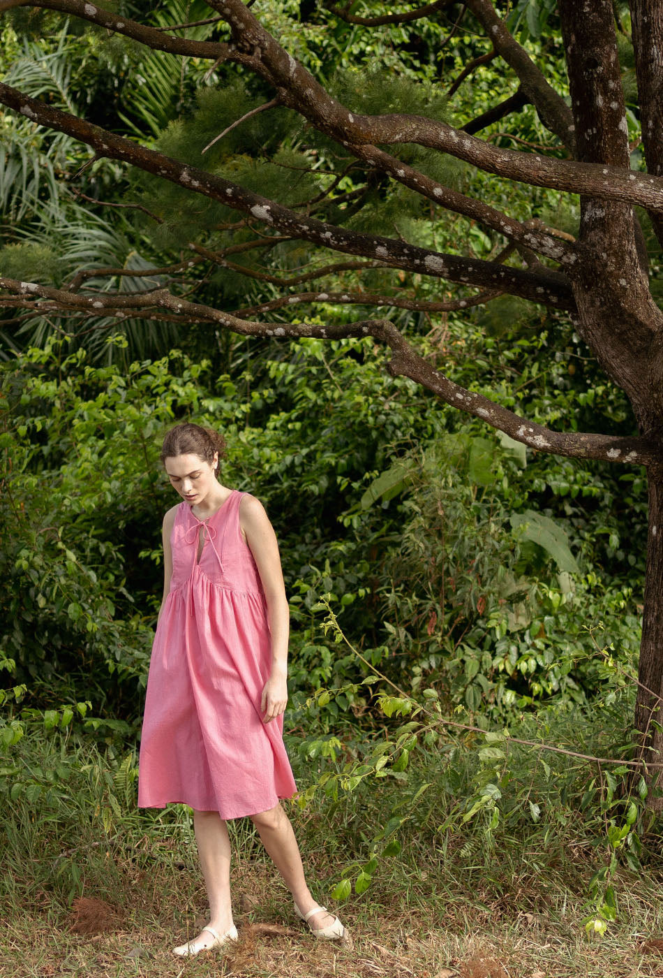 Swingtime Linen Dress in Pink