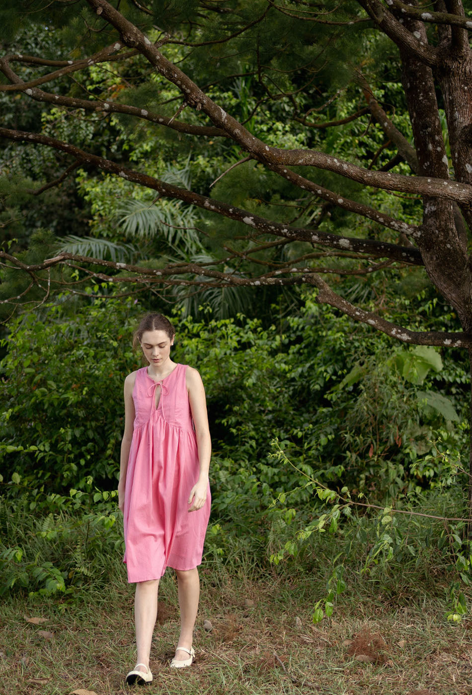 Swingtime Linen Dress in Pink