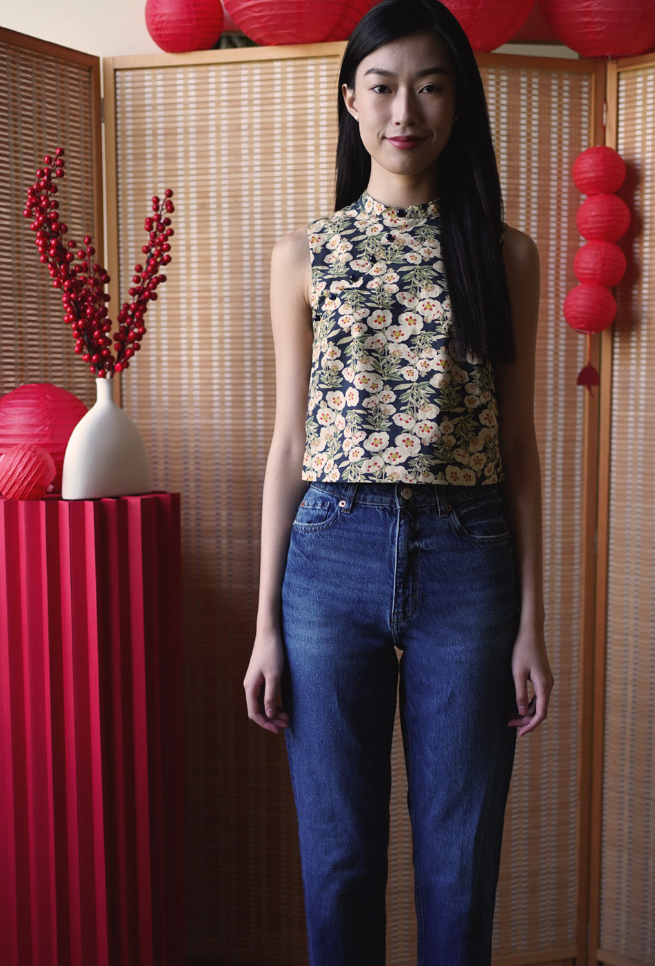 A Moment in Time Cheongsam Top in Blue Delight