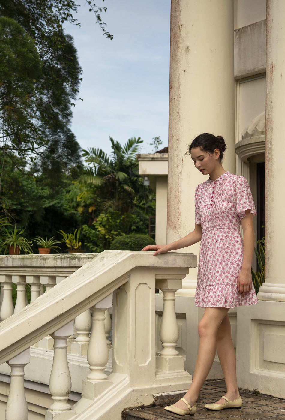 Tea Party Cotton Cheongsam in Pink Joy