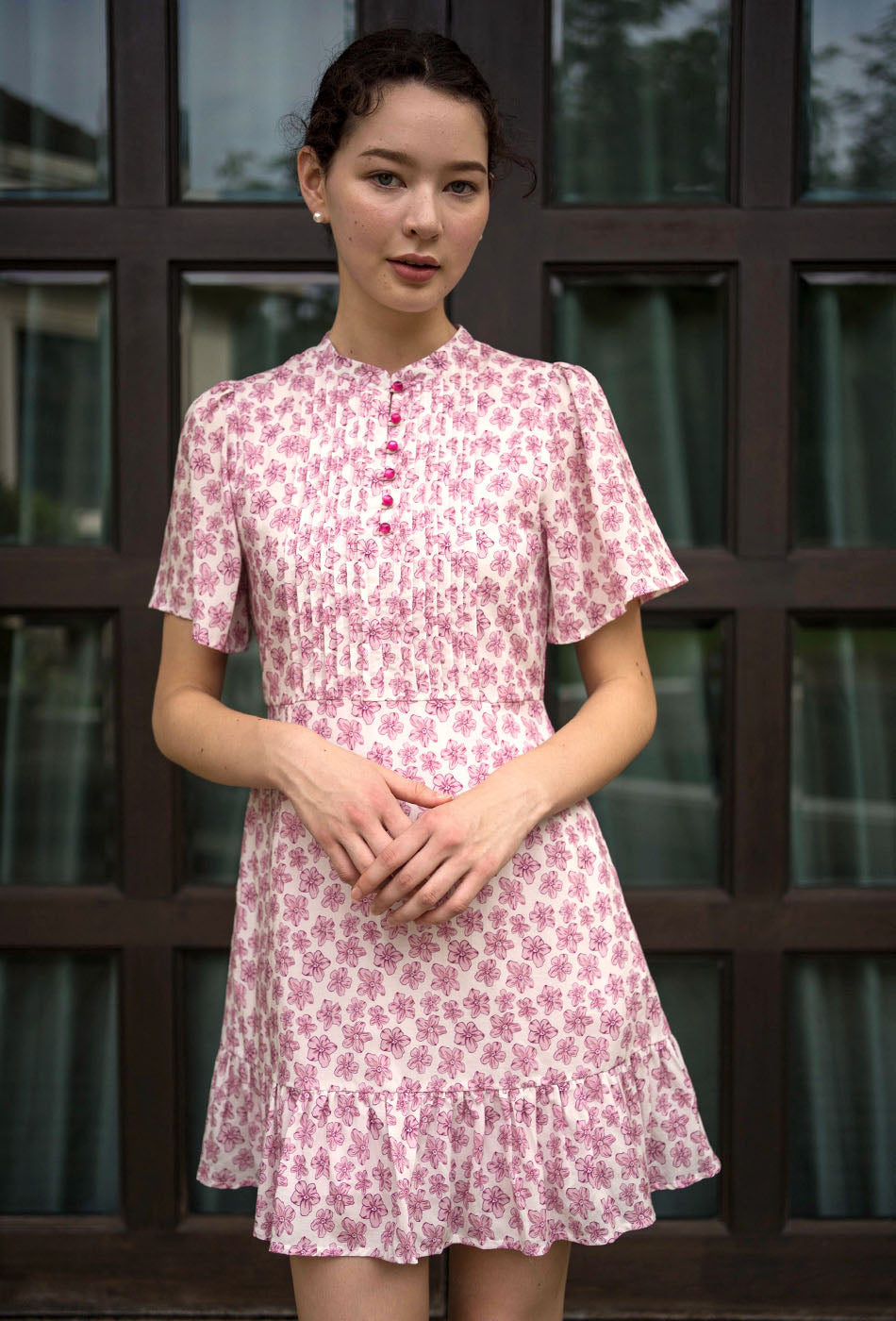 Tea Party Cotton Cheongsam in Pink Joy