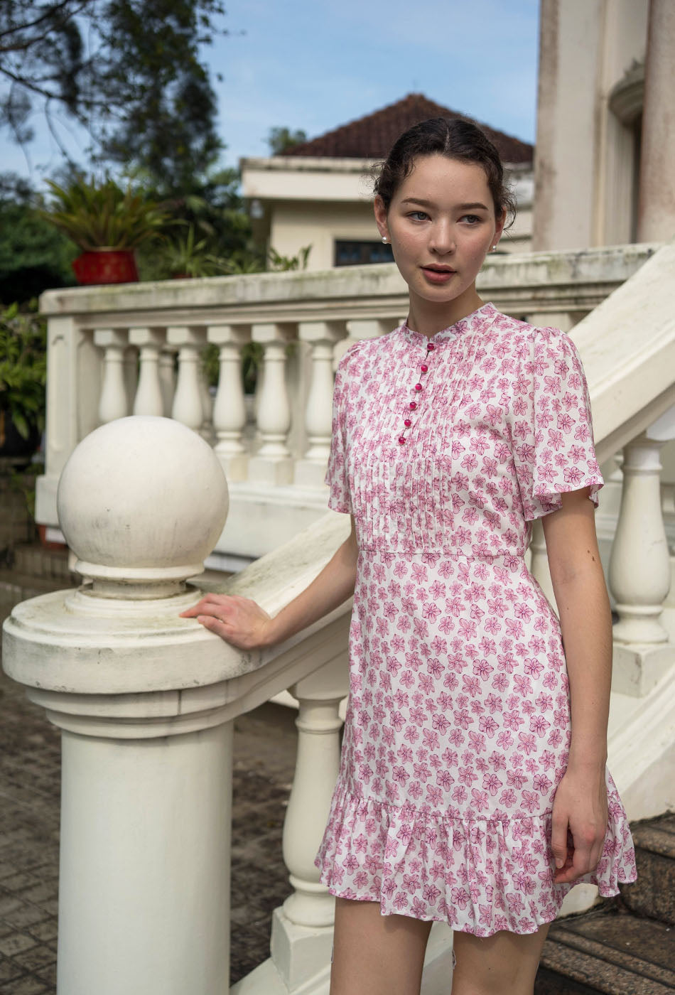 Tea Party Cotton Cheongsam in Pink Joy