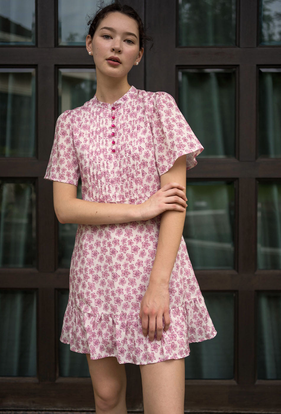 Tea Party Cotton Cheongsam in Pink Joy