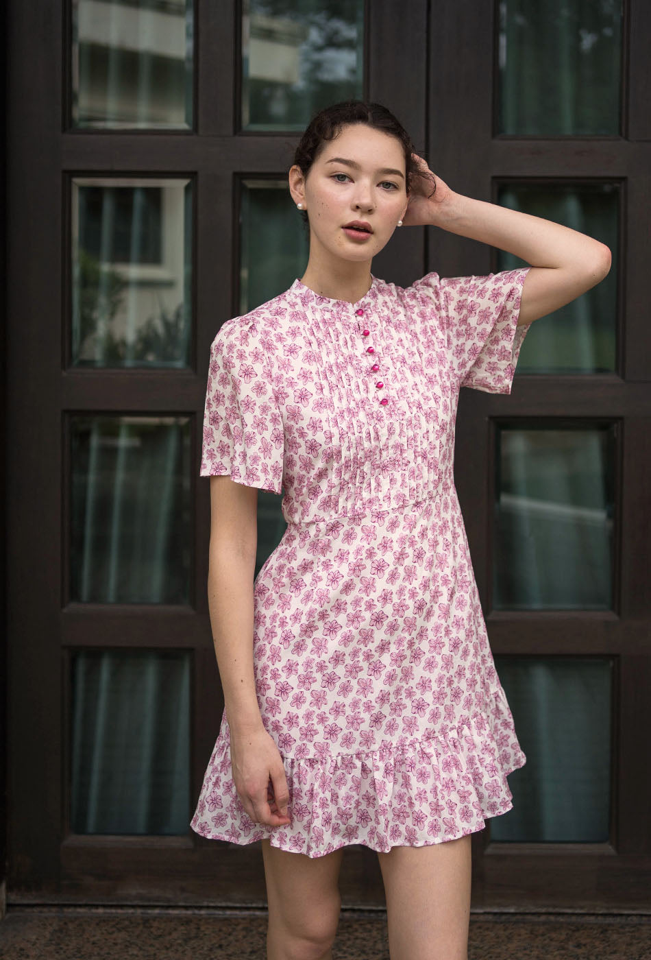 Tea Party Cotton Cheongsam in Pink Joy