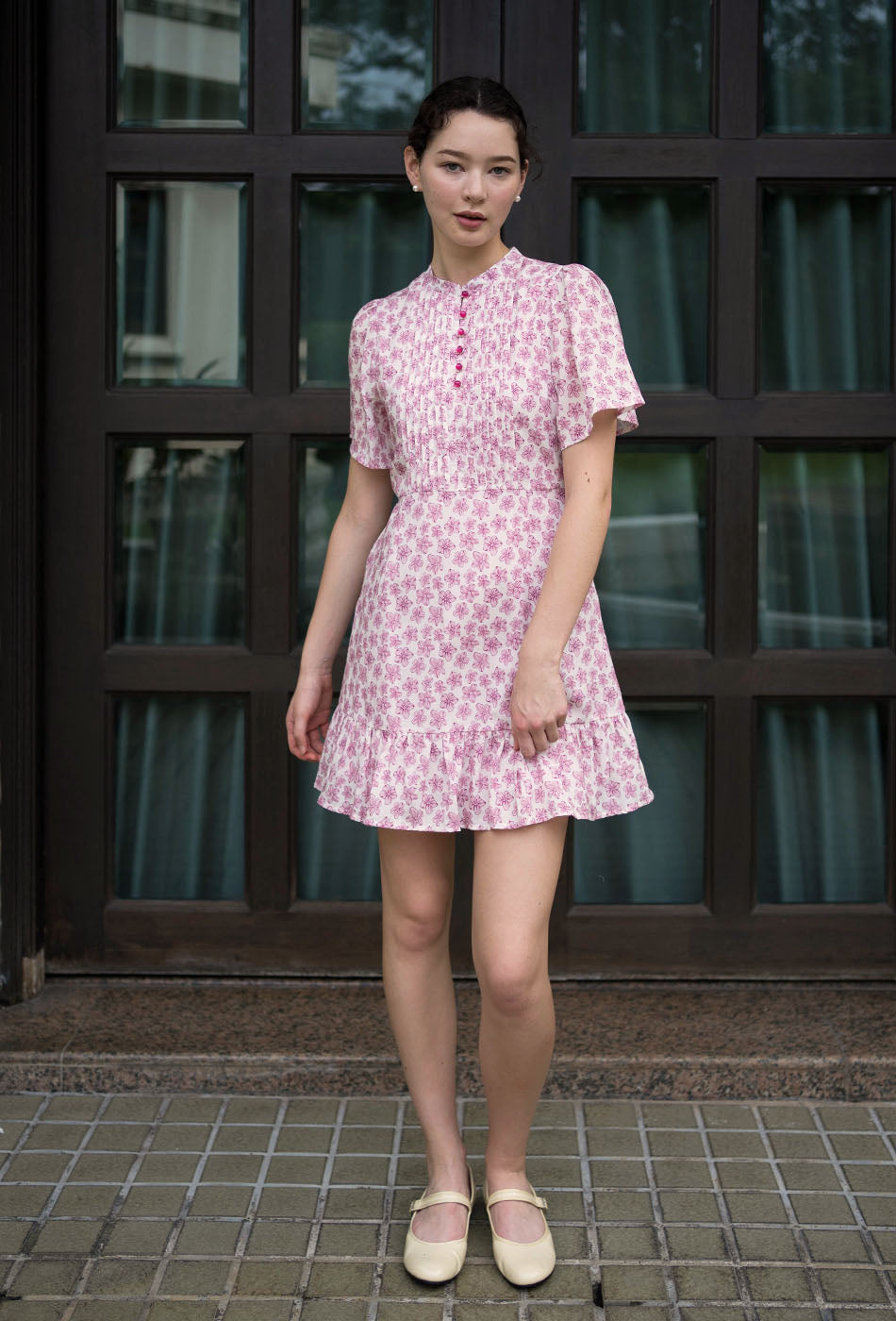 Tea Party Cotton Cheongsam in Pink Joy