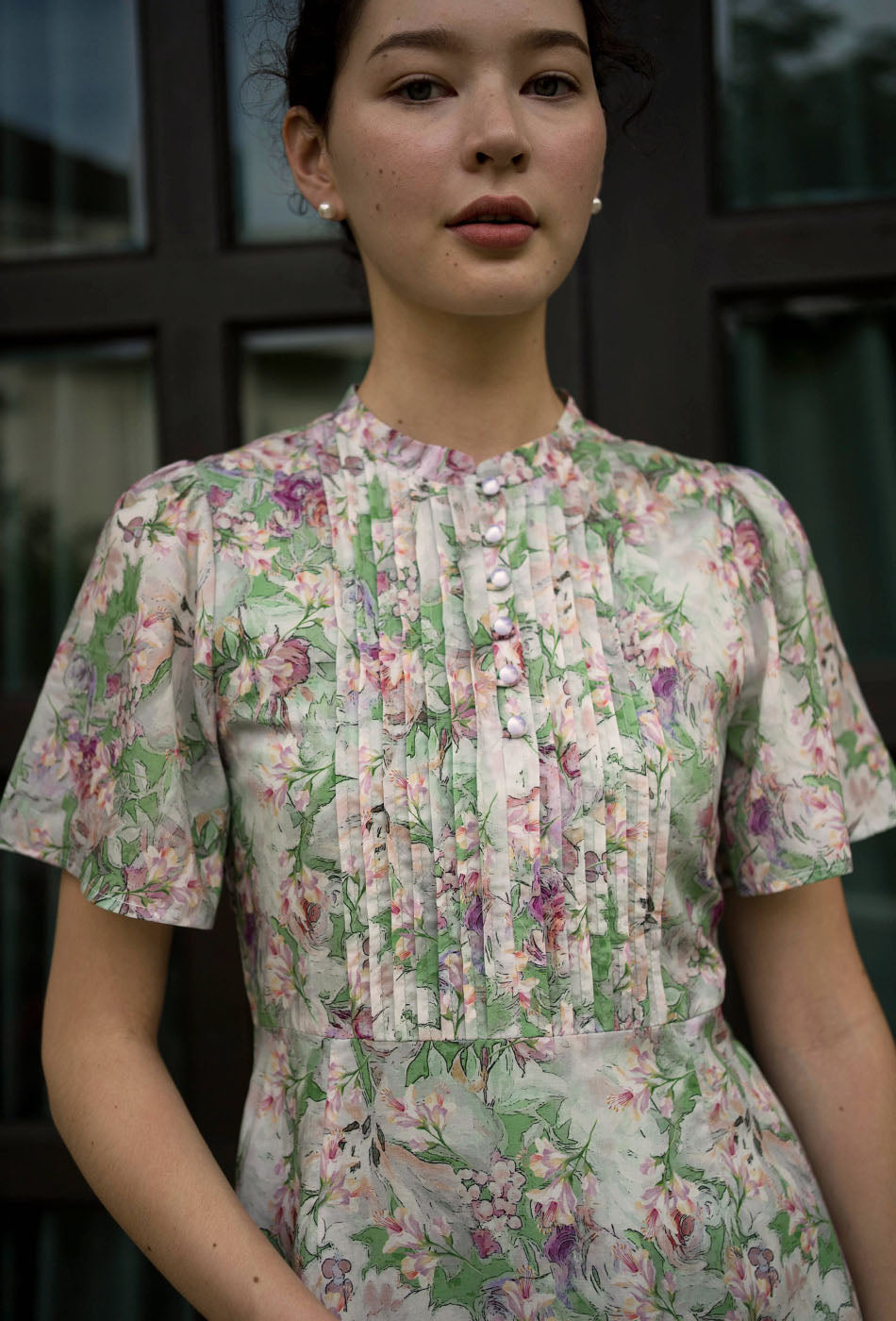 Tea Party Cotton Cheongsam in Sun-Kissed Green