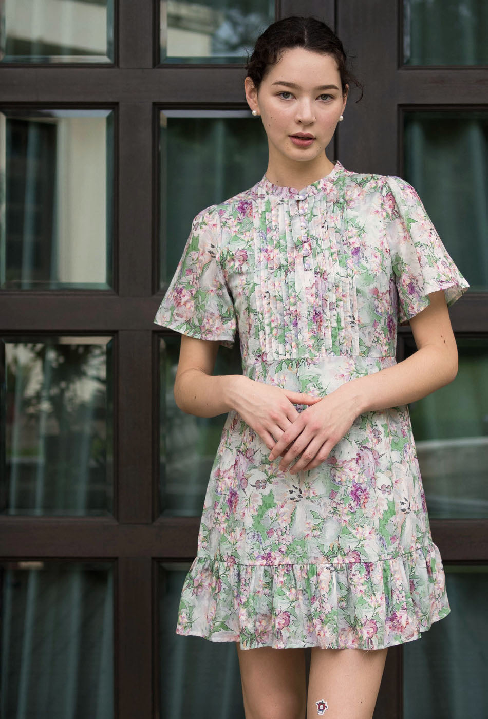 Tea Party Cotton Cheongsam in Sun-Kissed Green