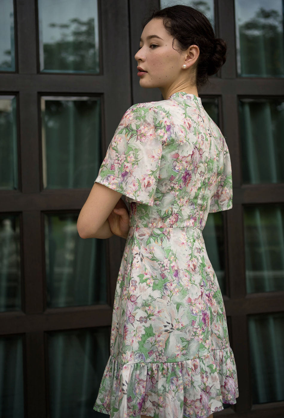 Tea Party Cotton Cheongsam in Sun-Kissed Green